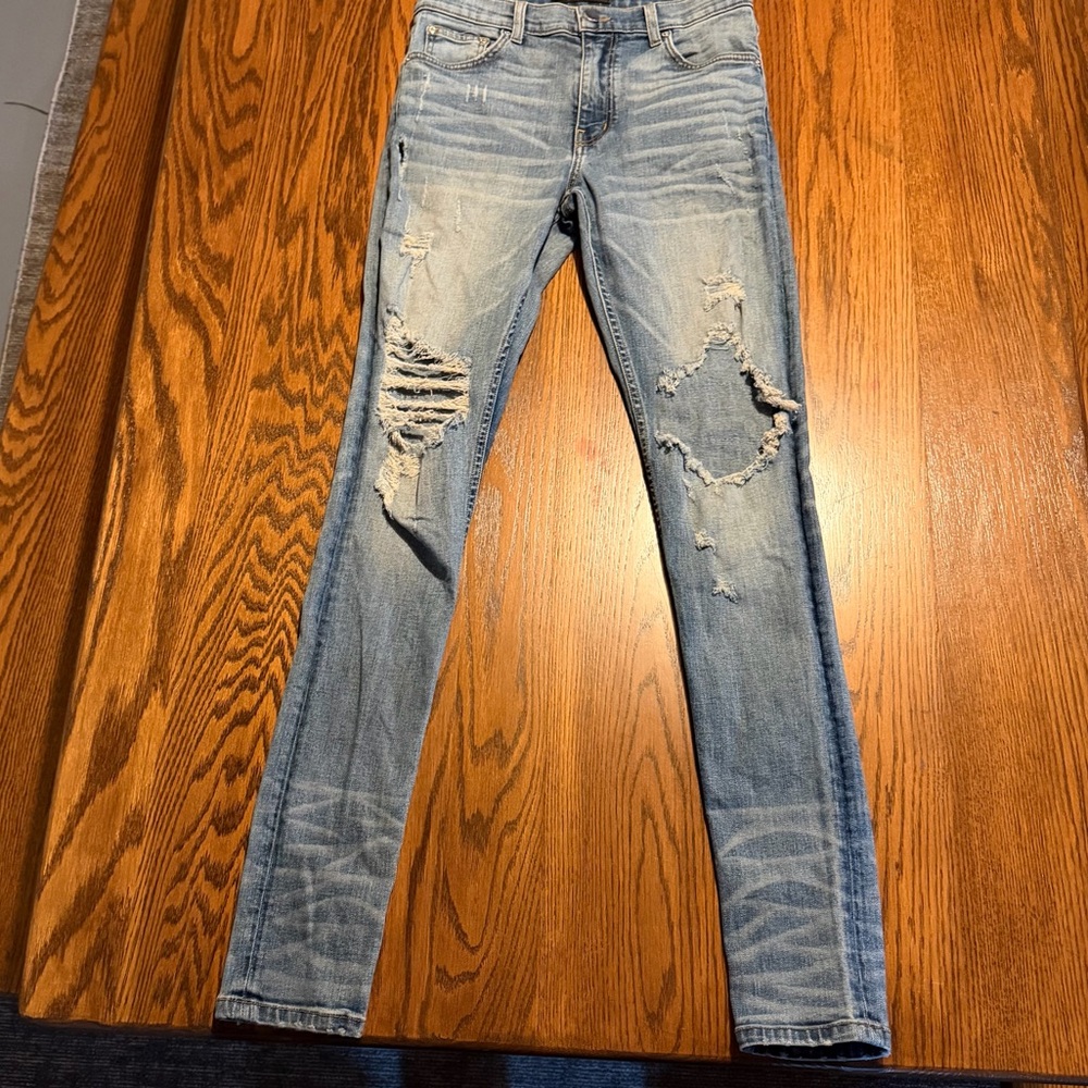 ORO LOS ANGELES ripped legs jeans in a‎ light washed denim size 23 (0 / XS)
